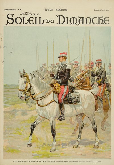 The First Squadron of France, Saint-Cyr school manoeuvres, illustration from the cover of 